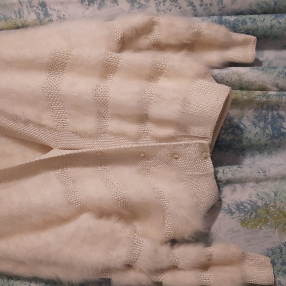 Beautiful Vintage mohair sweater button up bomber style cream / off white - Picture 5 of 12